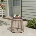 Table d'appoint en corde tressée moderne d'extérieur Moonstone avec plateau en verre trempé par Christopher Knight Home