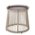 Table d'appoint en corde tressée moderne d'extérieur Moonstone avec plateau en verre trempé par Christopher Knight Home
