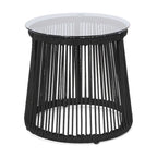 Table d'appoint en corde tressée moderne d'extérieur Moonstone avec plateau en verre trempé par Christopher Knight Home