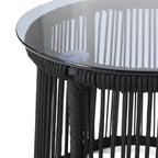 Table d'appoint en corde tressée moderne d'extérieur Moonstone avec plateau en verre trempé par Christopher Knight Home
