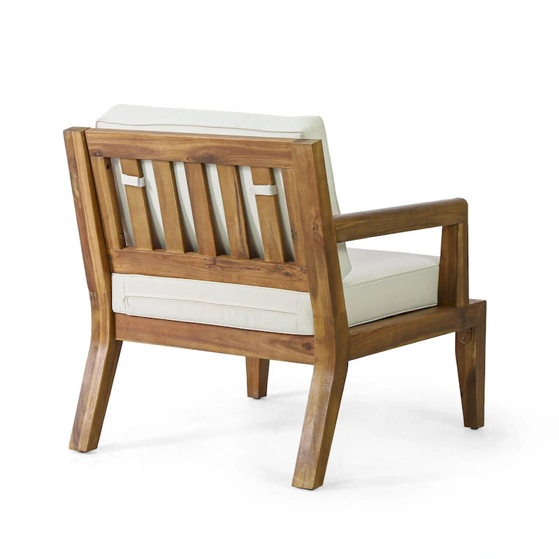 Fauteuil de jardin Rossville en bois d'acacia avec coussins par Christopher Knight Home