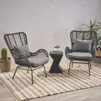 Fauteuils de jardin en osier Montana avec coussin (lot de 2) par Christopher Knight Home