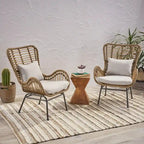 Fauteuils de jardin en osier Montana avec coussin (lot de 2) par Christopher Knight Home