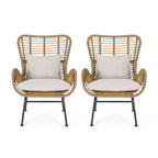 Fauteuils de jardin en osier Montana avec coussin (lot de 2) par Christopher Knight Home