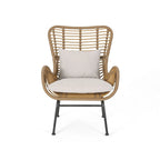 Fauteuils de jardin en osier Montana avec coussin (lot de 2) par Christopher Knight Home