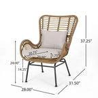 Fauteuils de jardin en osier Montana avec coussin (lot de 2) par Christopher Knight Home