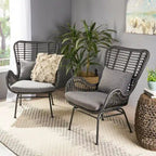 Fauteuils de jardin en osier Montana avec coussin (lot de 2) par Christopher Knight Home