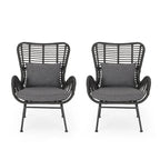 Fauteuils de jardin en osier Montana avec coussin (lot de 2) par Christopher Knight Home
