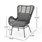 Fauteuils de jardin en osier Montana avec coussin (lot de 2) par Christopher Knight Home