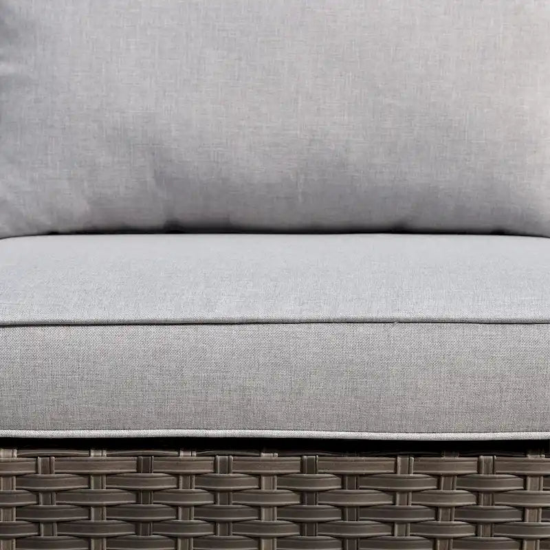OVIOS Ensemble de mobilier de patio en rotin osier 7 pièces Ensemble de fauteuils à bascule pivotants