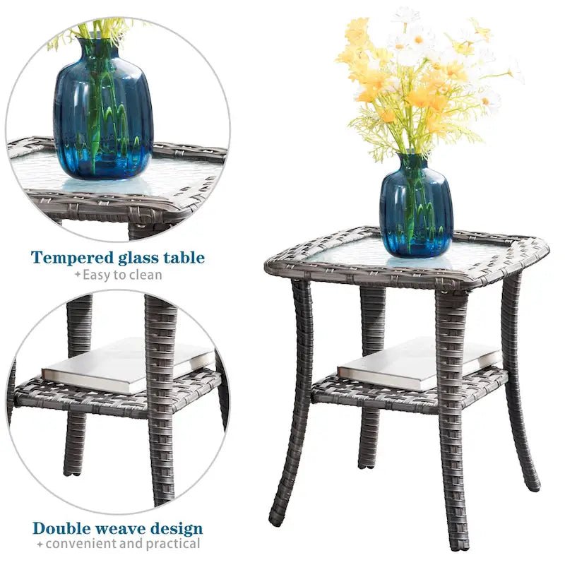 OVIOS Ensemble de mobilier de patio en rotin osier 7 pièces Ensemble de fauteuils à bascule pivotants