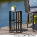 Table d'appoint en carreaux de céramique Carlo Outdoor Industrial de 11 pouces par Christopher Knight Home