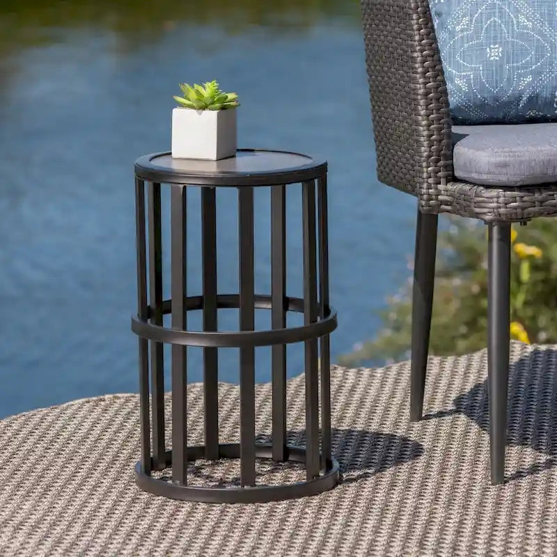 Carlo Outdoor Industrial 11-inch Ceramic Tile Side Table by Christopher Knight Home