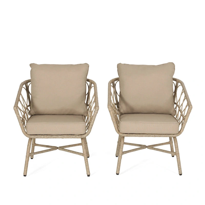 Chaises de club en osier d'extérieur Bruce (ensemble de 2) par Christopher Knight Home