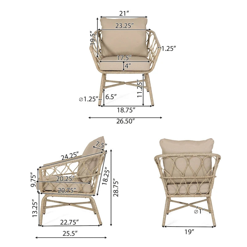 Chaises de club en osier d'extérieur Bruce (ensemble de 2) par Christopher Knight Home