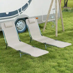 Chaises longues pliantes Outsunny, ensemble de 2 chaises de piscine extérieures avec oreiller, dossier inclinable à six positions