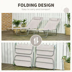 Chaises longues pliantes Outsunny, ensemble de 2 chaises de piscine extérieures avec oreiller, dossier inclinable à six positions
