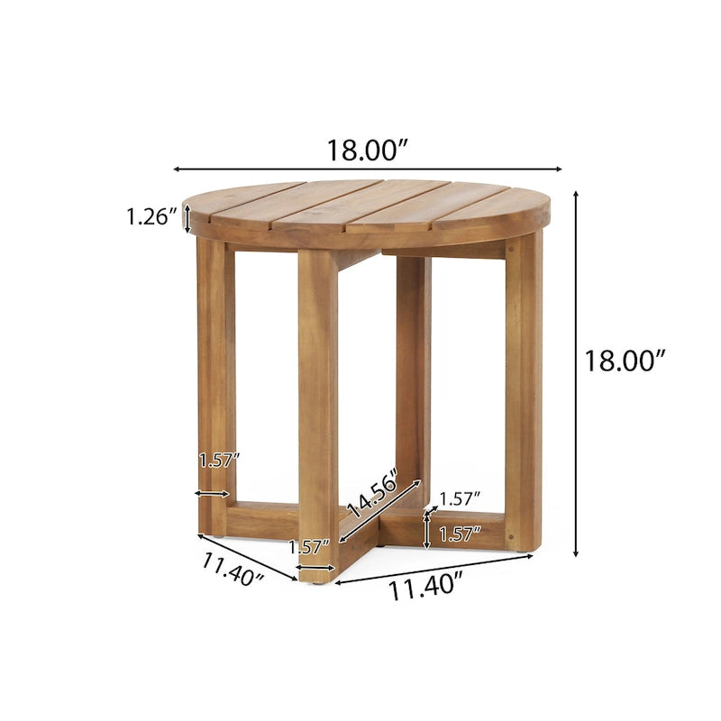 Table d'appoint circulaire Hamel en bois d'acacia d'extérieur par Christopher Knight Home