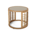 Table d'appoint Tatiana en osier moderne de style bohème avec plateau en verre trempé par Christopher Knight Home