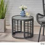 Table d'appoint Tatiana en osier moderne de style bohème avec plateau en verre trempé par Christopher Knight Home