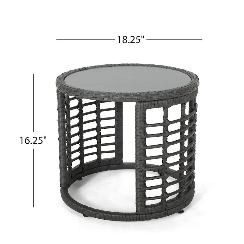 Table d'appoint Tatiana en osier moderne de style bohème avec plateau en verre trempé par Christopher Knight Home