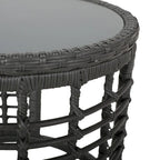 Table d'appoint Tatiana en osier moderne de style bohème avec plateau en verre trempé par Christopher Knight Home