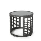 Table d'appoint Tatiana en osier moderne de style bohème avec plateau en verre trempé par Christopher Knight Home