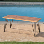 Table basse rectangulaire d'extérieur industrielle en bois d'acacia Zion par Christopher Knight Home