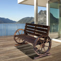 Banc de jardin Outsunny en bois avec roues de chariot
