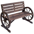 Banc de jardin Outsunny en bois avec roues de chariot