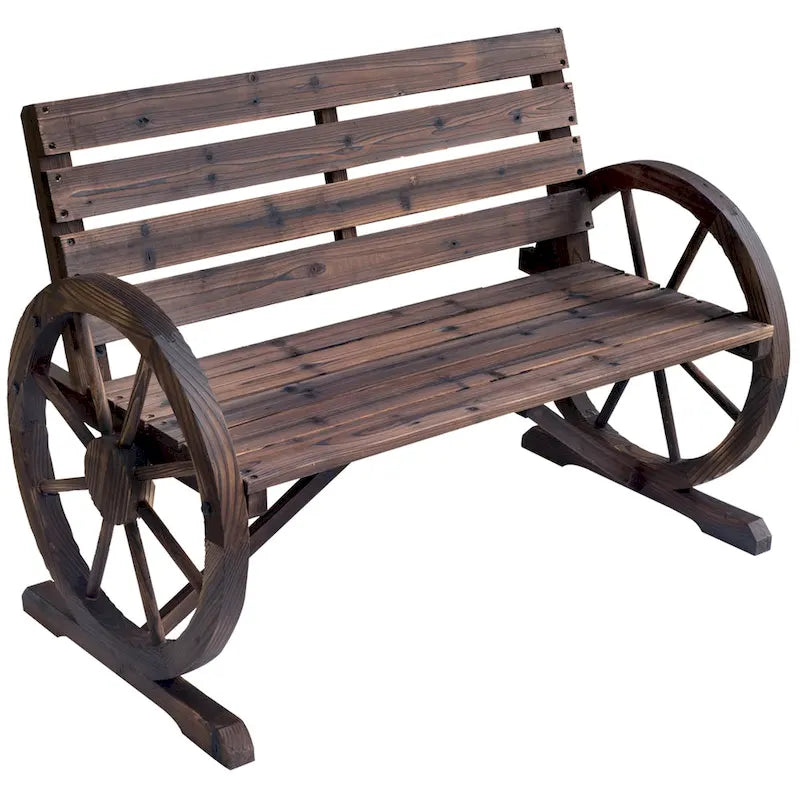 Banc de jardin Outsunny en bois avec roues de chariot