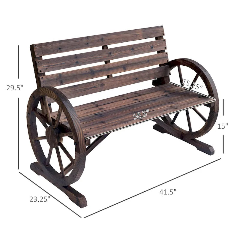 Banc de jardin Outsunny en bois avec roues de chariot