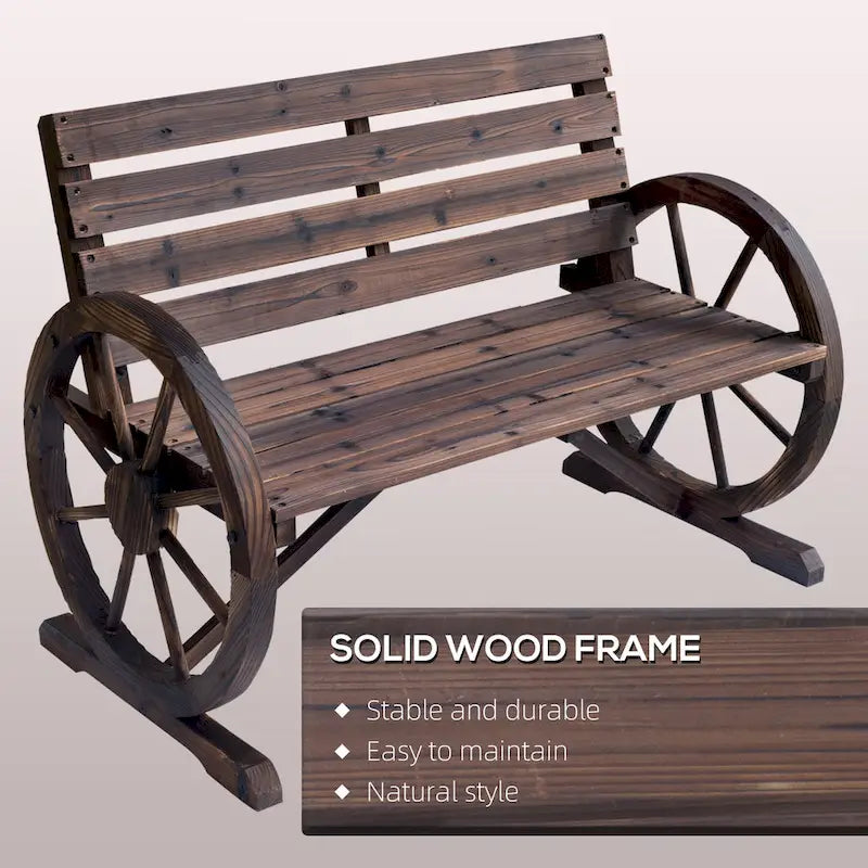Banc de jardin Outsunny en bois avec roues de chariot