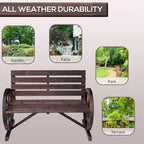 Banc de jardin Outsunny en bois avec roues de chariot