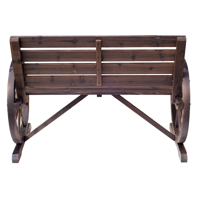 Banc de jardin Outsunny en bois avec roues de chariot