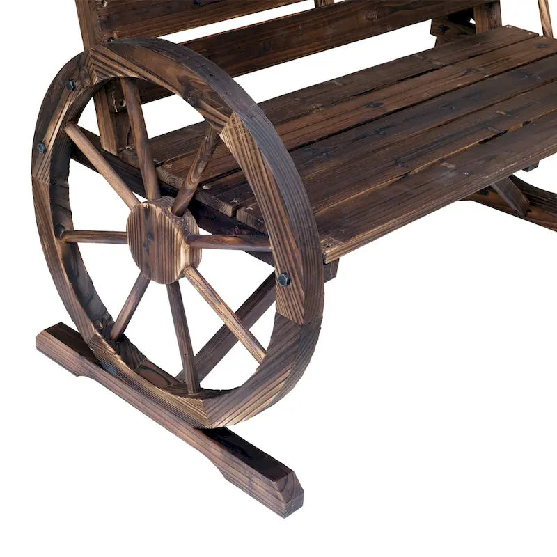 Banc de jardin Outsunny en bois avec roues de chariot