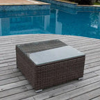 Table basse d'extérieur COSIEST en osier avec plateau en verre