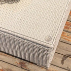 Table basse d'extérieur COSIEST en osier avec plateau en verre