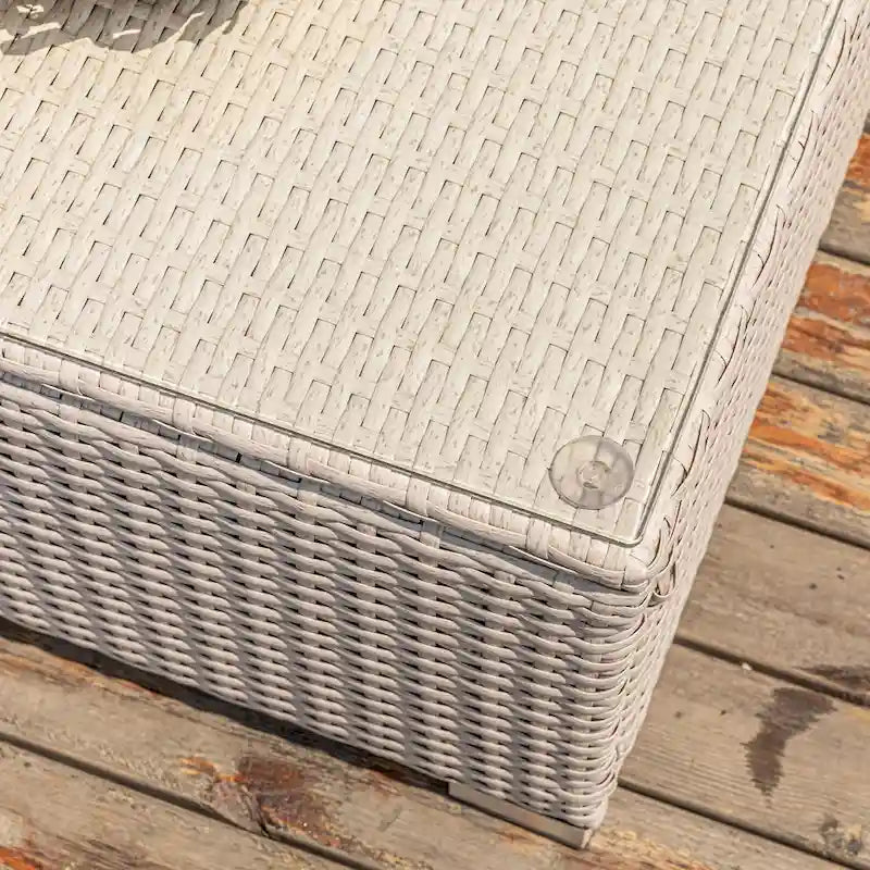 Table basse d'extérieur COSIEST en osier avec plateau en verre