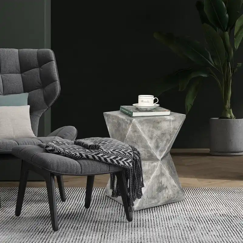 Table d'appoint Adeco Concrete Accent moderne en forme de sablier, pour l'intérieur et l'extérieur