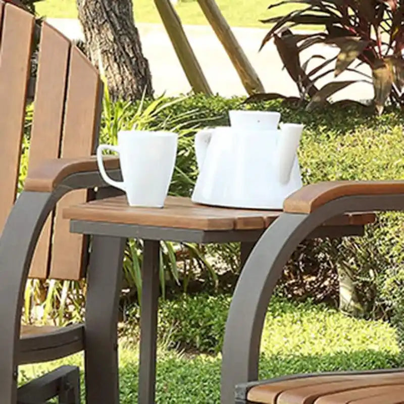 Ensemble de conversation à bascule 3 pièces Liro Country Oak Metal par Furniture of America