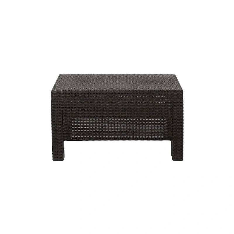 Table basse de patio en similicuir tressé Errida Espresso par Havenside Home
