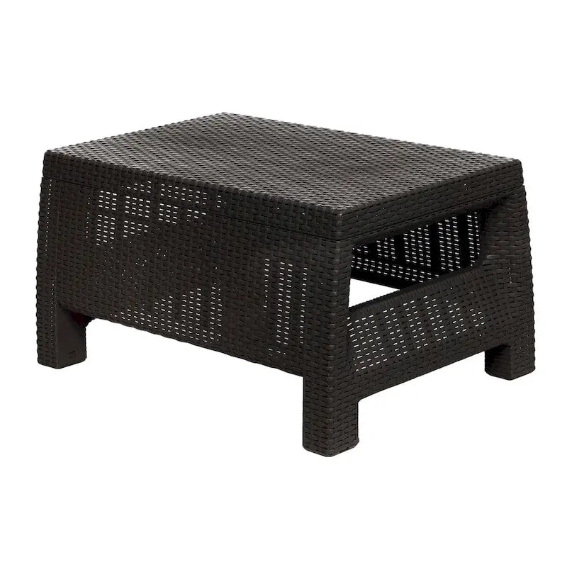 Table basse de patio en similicuir tressé Errida Espresso par Havenside Home