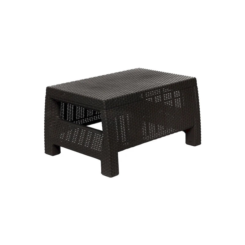 Table basse de patio en similicuir tressé Errida Espresso par Havenside Home
