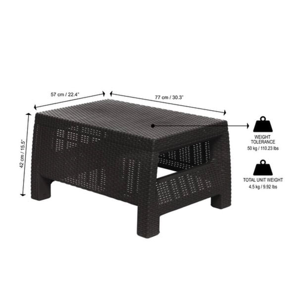 Table basse de patio en similicuir tressé Errida Espresso par Havenside Home