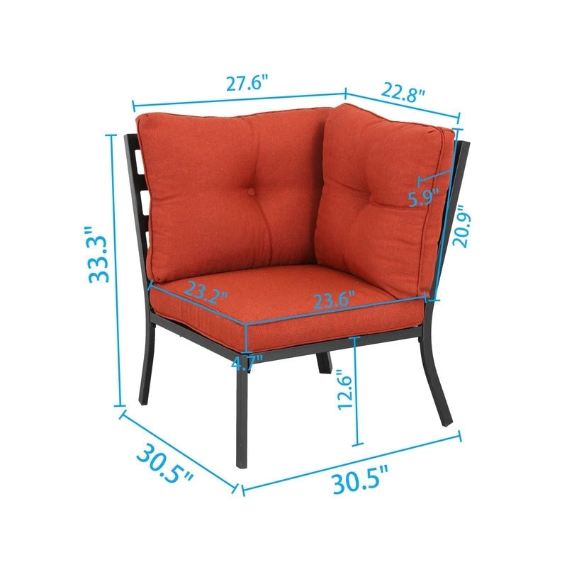Chaise d'angle d'extérieur Patio Festival avec coussin rouge