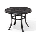 Pellebant Table basse ronde d'extérieur en fonte d'aluminium avec trou pour parasol - 24.02L x 24.02W x 17.52H