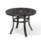 Pellebant Table basse ronde d'extérieur en fonte d'aluminium avec trou pour parasol - 24.02L x 24.02W x 17.52H