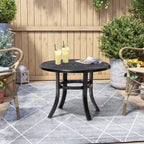 Pellebant Outdoor Round Cast Aluminum Small Table with Umbrella Hole - 24.02Lx24.02Wx17.52H