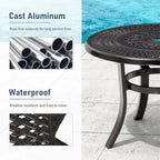 Pellebant Table basse ronde d'extérieur en fonte d'aluminium avec trou pour parasol - 24.02L x 24.02W x 17.52H